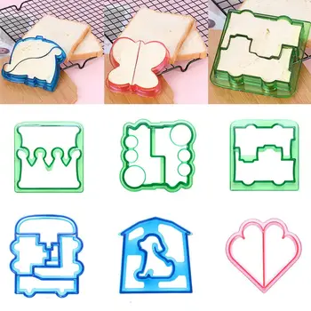Renk Rastgele Plastik Sandviç Kesiciler Makinesi Gıda Kesme ekmek kalıbı Mühürleyen Kesici Pişirme için Çocuk Hediye Öğle Yemeği Aksesuarları
