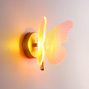 Renkli kelebek led duvar ışık oturma odası iç yatak odası led duvar aydınlatma armatürü kapalı duvar aplik ev için