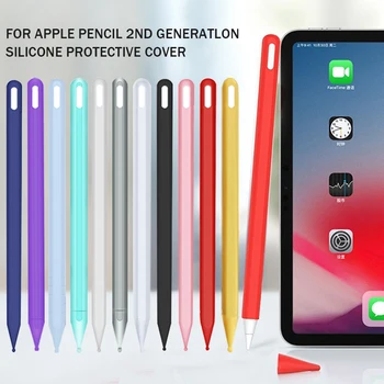 Renkli Yumuşak silikon kılıf Koruyucu kılıf Kapak anti-fall Apple Kalem 2nd iPad Pro Tablet Dokunmatik Kalemler 2 Uç Kollu