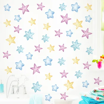 Renkli Yıldız DIY Çıkarılabilir Kendinden yapışkanlı duvar çıkartmaları Çocuklar için Bom Kreş Yatak Odası Anaokulu Çıkartmaları duvar süsü Dekorasyon