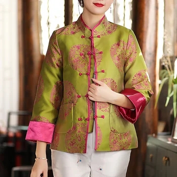 Retro Çin Geleneği Nakış Tarzı Tang Takım Elbise Kadın Ceketler