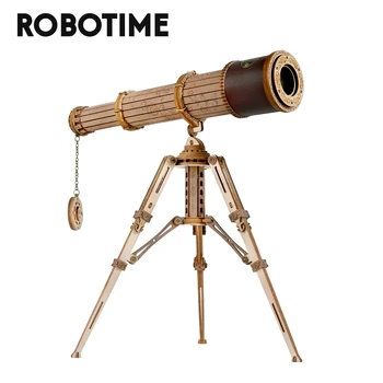Robotime Rokr 1: 1 DIY 314 adet Teleskopik Monoküler Teleskop Ahşap Model Yapı Kitleri Montaj Oyuncak Hediye Çocuk Yetişkin ST004