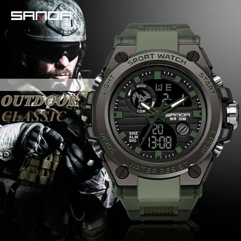 SANDA Marka G Tarzı Erkekler dijital saat Şok Askeri Spor Saatler Moda Su Geçirmez Elektronik Kol Saati Erkek 2020 Relogios