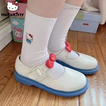 Sanrio Hello Kitty Çorap Nefes Pamuk Kolej Tarzı Kısa Çorap Beyaz Orta Tüp Çorap Kadın Y2k Kız Sevimli Kore Çorap