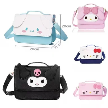 Sanrio Çanta Mymelody Cinnamorol Kuromi Hello Kitty Bayanlar Crossbody omuzdan askili çanta Cep saklama çantası Deri Taşınabilir Çanta