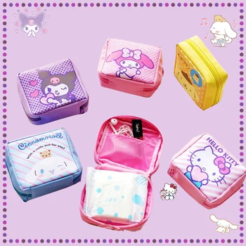 Sanrioed Tampon Saklama Çantası Kawaii Kız Makaleler Sevimli Anime Kuromi My Melody Hello Kitty Taşınabilir Özel Fermuar Muhtelif Çanta