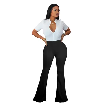 Seksi Bodycon Flare pantolon Güz Kıyafetler 2021 Moda Giysiler Kadınlar için Yüksek Bel Pantolon Gece Clubwear Çan Alt Pantolon