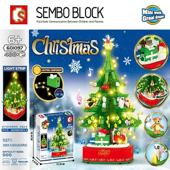 Sembo Blokları Noel Ağacı Ren Geyiği Ev Modeli Setleri yapı tuğlaları Oyuncak Baba Şehir Kış Brickheadz Noel Baba Geyik Yeni Yıl