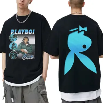 Serin Playboi Carti Tshirt Moda Baskı T-shirt Düzenli Unisex T Shirt Artı Boyutu Kısa Kollu Erkek 2pac Rap Hip-Hop Üstleri Tee