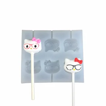 sevimli kitty lolipop silikon kalıp çikolata fudge flip şekerleme kalıbı ekle mutfak eşyaları dekorasyon