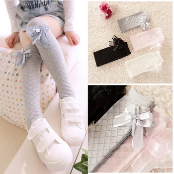 Sevimli çocuk Diz üstü çorap Toddlers Çocuklar için Bebek Kız Katı İlmek Pamuk Prenses Elbise Bale Uzun Çorap bacak ısıtıcısı