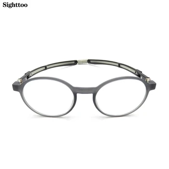Sighttoo Yuvarlak okuma gözlüğü Erkekler Asılı Boyun Tr90 Reçete Gözlük Çerçeve kadın Mıknatıs Büyüteç Gözlük Taşınabilir + 4
