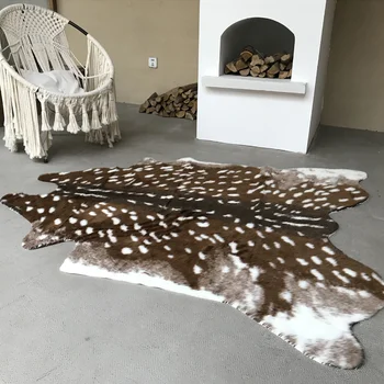 Sika Geyik Baskılı Faux Kürk Odası Dekorasyon Doğal Şekil İmitasyon Hayvan Kürk Kat Mat Moda Sıcak Satış