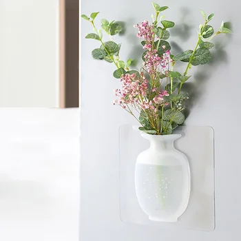 Silikon Yapışkan Vazo Kolayca Çıkarılabilir Duvar ve Buzdolabı Sihirli Çiçek Bitki Vazo DIY Ev Dekorasyon Aksesuarları Buket Dekorasyon