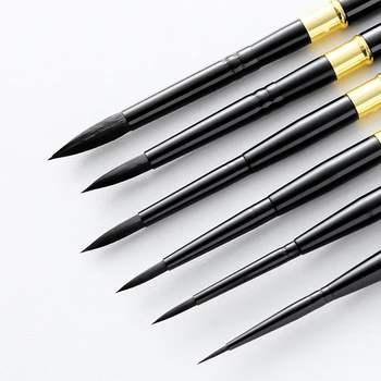 Siyah Kuğu 1 adet Sincap Saç Boya Fırçası Detay Hattı Suluboya Boya Fırçaları Mürekkep Guaj Akrilik Boyama Sanat Malzemeleri