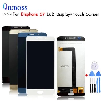 Siyah / Mavi / Altın Elephone S7 lcd ekran ve Dokunmatik ekran montaj ekranı Sayısallaştırıcı Değiştirme Araçları S7 lcd