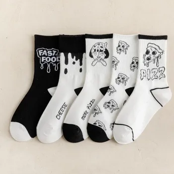 Siyah Ve beyaz çoraplar Kadın Kore Versiyonu Sevimli Karikatür Tüp Çorap İlkbahar Ve Sonbahar Çorap İns Sokak Çift spor çorapları