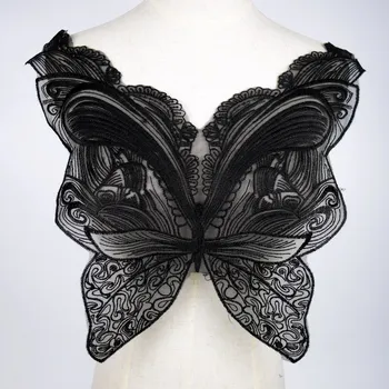 Siyah Yaka Venise Dantel Kelebek Yaka Aplike Nakış Trim Gipür Dantel giysi kumaşı Dikiş Malzemeleri