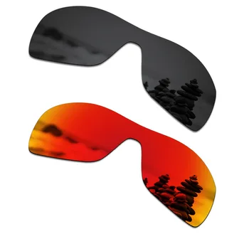 SmartVLT 2 Adet Polarize Güneş Gözlüğü Yedek Lensler Oakley Antix Stealth Siyah ve Yangın Kırmızı