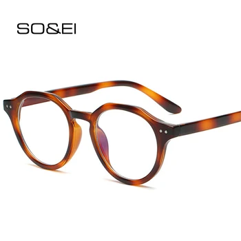SO & EI Moda Yuvarlak Anti-Blu-Ray Kadın Gözlük Çerçeve Vintage Erkekler Optik Çerçeve Şeffaf Lens Çivi Gözlük Bilgisayar Gözlük