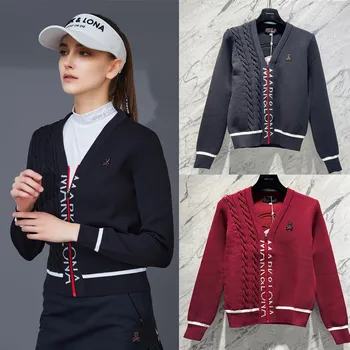 Sonbahar ve kış Kore orijinal golf takım elbise örgü üç boyutlu hamur büküm iplik hırka kadın örgü ceket