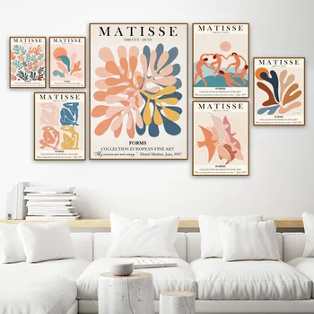 Soyut Matisse Mercan Yaprağı Güvercin Dans İskandinav Posterler Ve Baskılar duvar sanatı tuval yağlıboya Duvar Resimleri Için Oturma Odası Dekor