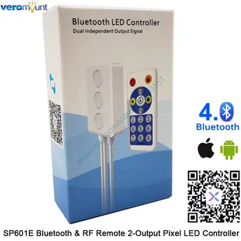 SP601E Bluetooth LED Denetleyici Çift Çıkış Sinyali Dahili Mikrofon Adreslenebilir Piksel LED RGB Şerit IOS / Android App müzik kontrol cihazı