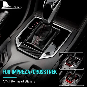 Sticker Subaru Impreza Crosstrek için Gerçek Karbon Fiber Araba Vites kolu krom çerçeve Sticker İç Merkezi Konsol Aksesuarları