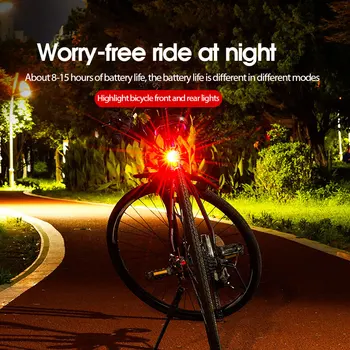 Su geçirmez bisiklet ışık gece bisiklet güvenlik uyarı kırmızı beyaz LED lamba 3 modu yanıp sönen ön ve arka ışık bisiklet aksesuarları