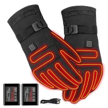 Su geçirmez motosiklet eldivenleri ısıtmalı Guantes Moto ısıtma USB el ısıtıcı elektrikli termal ısıtmalı eldiven akülü eldiven