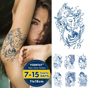 Suyu Mürekkep Dövmeler Vücut Sanatı Kalıcı Su Geçirmez Geçici Dövme Etiket Prajna Geyşa Dövme Kol Sahte Güzellik Kız Dövme Kadın Erkek