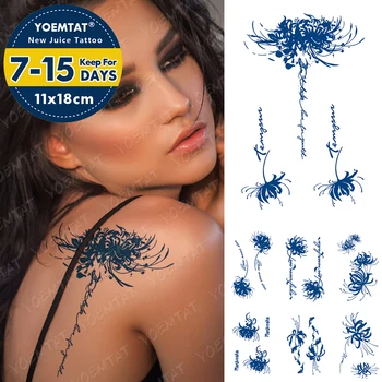 Suyu Mürekkep Dövmeler Vücut Sanatı Kalıcı Su Geçirmez Geçici Dövme Etiket Ayak Bileği Bel Gül Çiçek Dövme Kol Sahte Kelime Metin Dövme