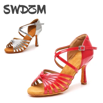 SWDZM Latin Dans Ayakkabıları Kadın balo salonu Dans Ayakkabıları Kızlar tango salsa Dans Ayakkabıları Bayanlar Yumuşak Alt Yüksek topuk ayakkabı