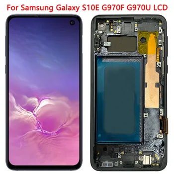 SÜPER AMOLED G970 samsung LCD Galaxy S10e dokunmatik LCD ekran Ekran Çerçeve Meclisi İle SM-G970F / DS G970U G970W SM-G9700 LCD