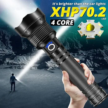 Süper Parlak Taşınabilir P70 led el feneri Su Geçirmez Teleskopik Zoom Açık Xhp70. 2 El Feneri 3 Modu El USB Torch Lambası