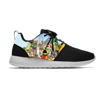 Sıcak Anime Karikatür Manga Asterix Obelix Maceraları spor ayakkabılar Nefes Örgü koşu ayakkabıları Hafif Erkek Kadın Sıcak Ayakkabı