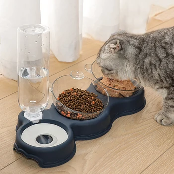 Sıcak Pet Köpekler Kediler Çift Kase su çeşmesi Şişe Otomatik Gıda Su Kedi Yemek İçme Suyu Gıda Feeer Bulaşık Kabı