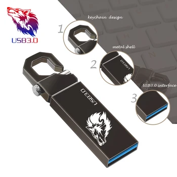 Sıcak Satmak Metal USB Flash Sürücü USB 3.0 Anahtarlık Kalem Sürücü 128 GB 256 GB 512 GB USB Sopa Pendrives