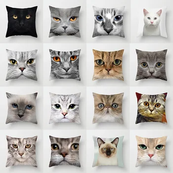 Sıcak Satış Sevimli Kedi / Kitty Baskı Yastık Kapakları Modern Polyester evcil hayvan yastığı Kapak Oturma Odası yatak odası dekoru Kanepe Koltuk Atmak Yastıklar