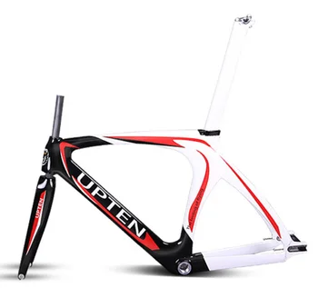 Tam Karbon bisiklet sabit dişlisi Frameset Çatal Parça Çerçeve Yol Çerçeveleri Sele 52/56cm Yarış Bisiklet Ultralight