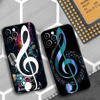 Tasarım Müzik Notlar Telefon Kılıfı İÇİN iPhone 13 11 12 Pro 8 7 Artı X Pro MAX XR XS MİNİ Se2020 14 artı Siyah Kapakları