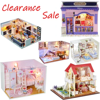 Tasfiye satışı Dıy Minyatür Dollhouse Ahşap Oyuncak Mobilya Bebek Evi Kiti Eğitici Oyuncaklar Çocuklar İçin noel hediyesi