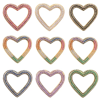 Tatlı Kalp Kakma Renkli Zirkonya Klipsler DIY Takı Aksesuarları El Yapımı Kolye Malzemeleri sevgililer Günü Hediyesi