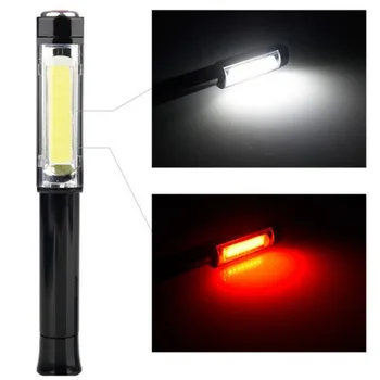 Taşınabilir 2 LEDs COB çalışma el feneri el Manyetik çalışma beyaz kırmızı flaş ışığı meşaleler lamba AAA pil kamp gece aydınlatma