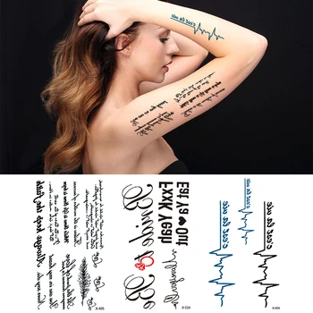 Temporari Dövme Etiket Vücut Sanatı Aşk Dalga Kalp Atışı Hattı Kelebek Küçük Boy Sahte Dövme Kadınlar için Dövme Geçici Su Geçirmez