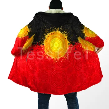 Tessffel Aborijin 3D Baskı 2021 Yeni Moda Kış Erkek / Kadın Kapşonlu Pelerinler Polar rüzgar kesici Unisex Rahat Sıcak Palto A3
