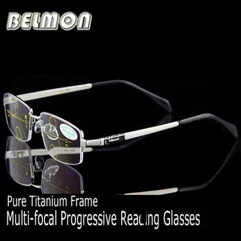 Titanyum Manyetik Çok Odaklı İlerici okuma gözlüğü Erkekler Diyoptri Presbiyopik Gözlük +1.0+1.5+2.0+2.5+3.0+3.5+4.0 RS055