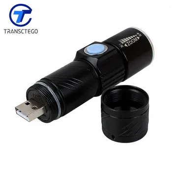 TRANSCTEGO güçlü LED el feneri usb kullanışlı şarj edilebilir taşınabilir Mini USB şarj açık Q5 zoom yüksek parlak el feneri