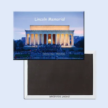 Turist Buzdolabı Mıknatısları 78 * 54mm, Lincoln Anıtı Washington DC Seyahat Hatıra Buzdolabı Mıknatısları 20791