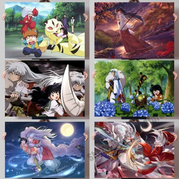 Tuval Boyama Duvar Sanatı Inuyasha Anime Kikyo Sesumaru Higurashi Kagome Posterler ve Baskılar Ev Dekor Resimleri Odası Dekorasyon